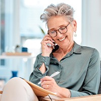 Older woman talking on the phone