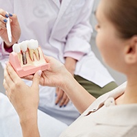Dental implant consultation between female patient and dentist
